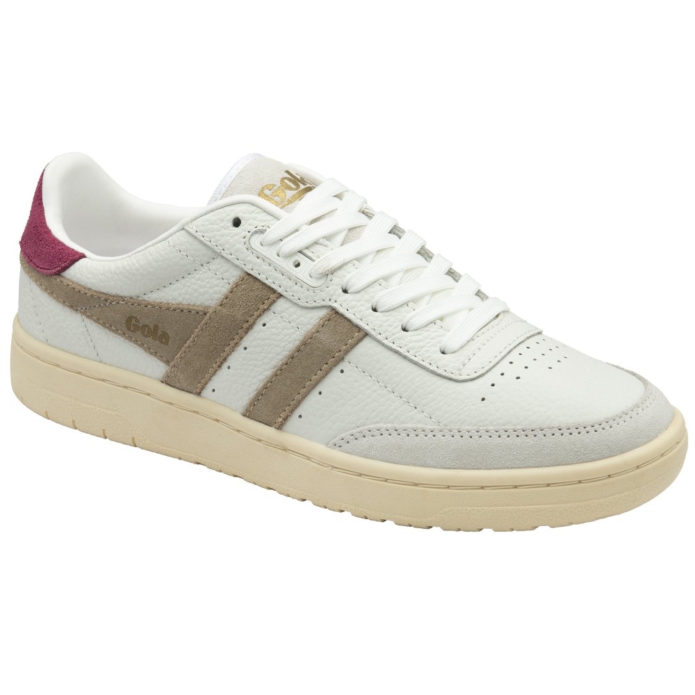 Gola Classics Women's Falcon Sneakers - White/Cappuccino/Cerise