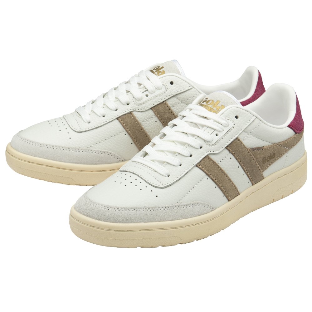 Gola Classics Women's Falcon Sneakers - White/Cappuccino/Cerise