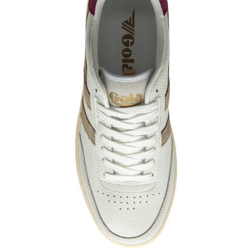 Gola Classics Women's Falcon Sneakers - White/Cappuccino/Cerise