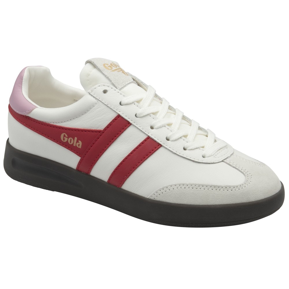 Gola Classics Women's Cyclone Leather Sneakers - White/Red/Candy/Dark Gum