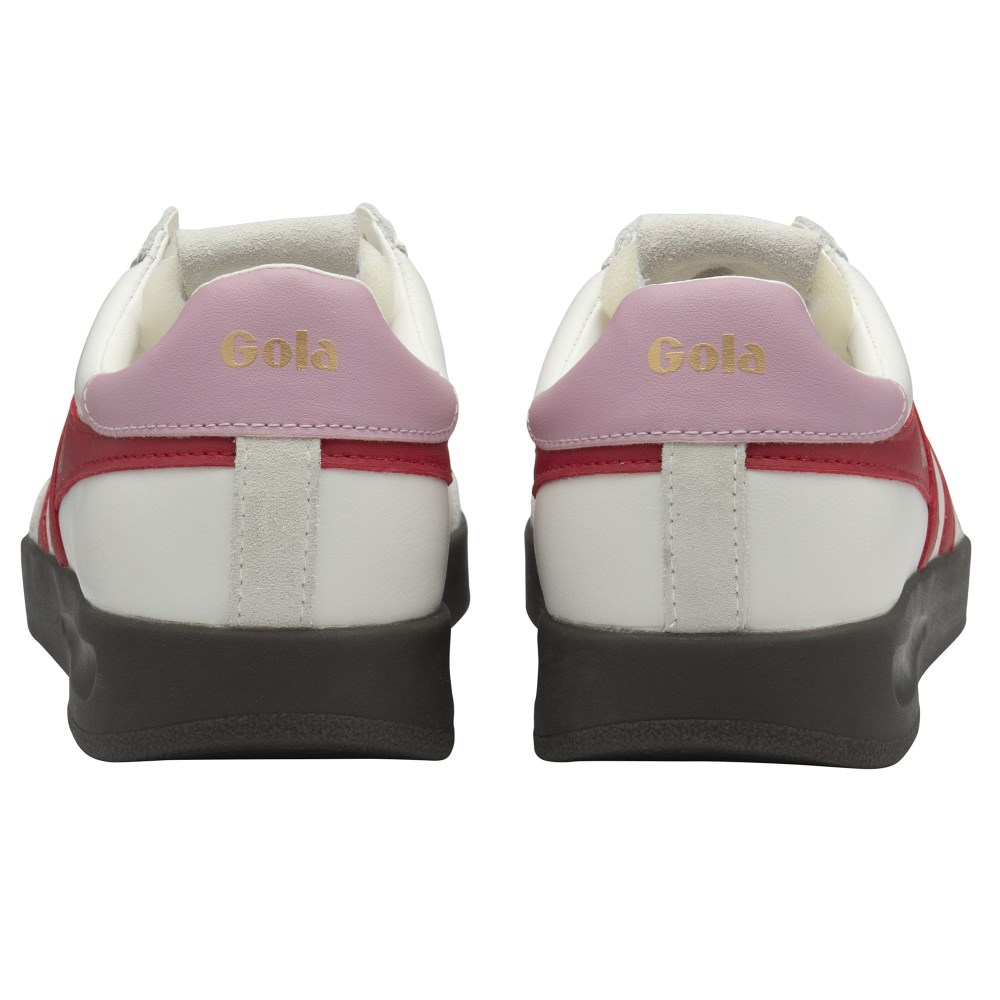 Gola Classics Women's Cyclone Leather Sneakers - White/Red/Candy/Dark Gum