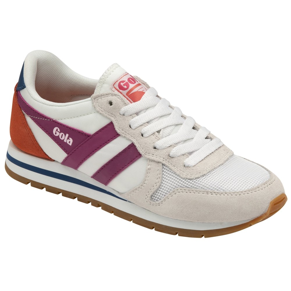 Gola Classics Women's Daytona Sneakers - White/Hot Fuchsia/Marine Blue