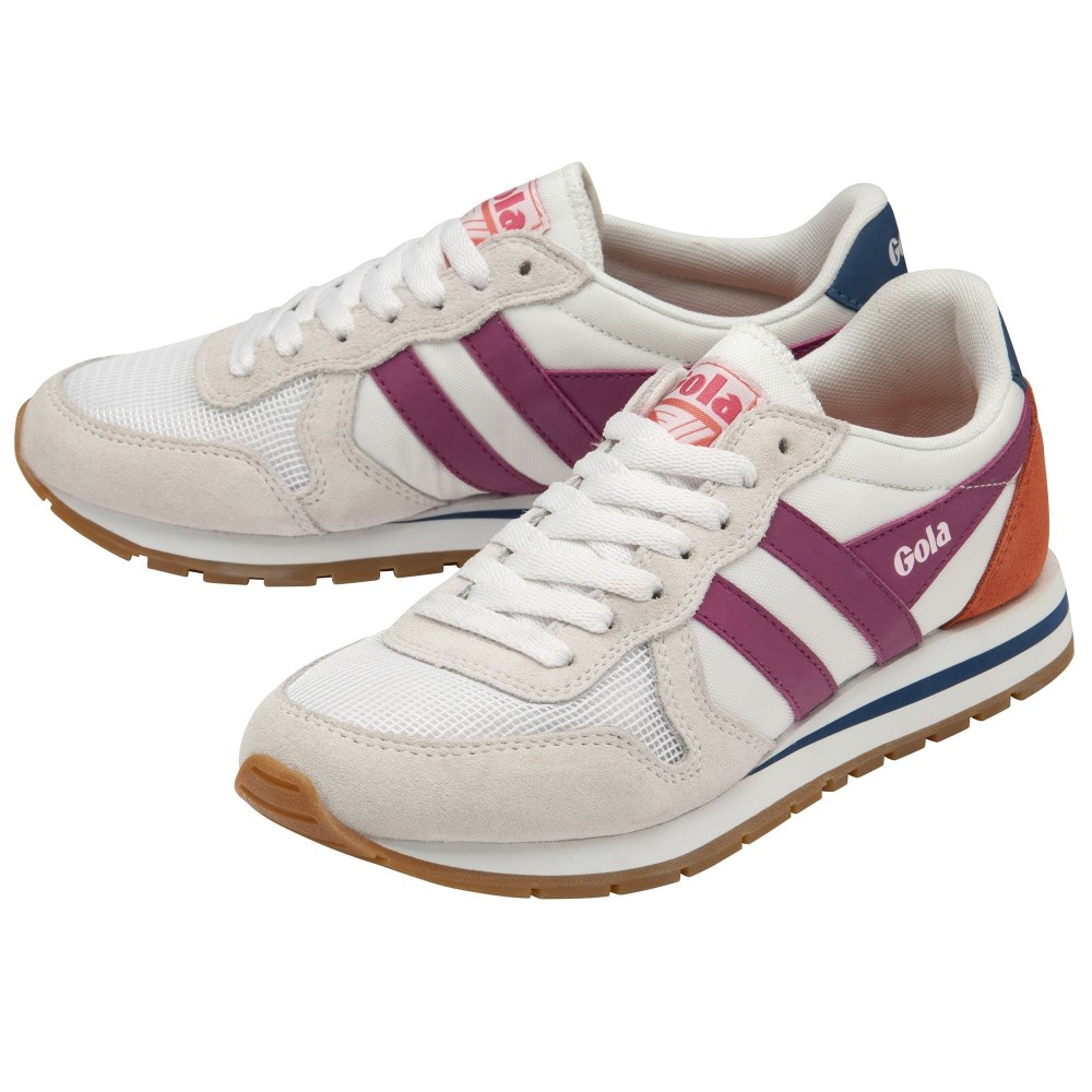 Gola Classics Women's Daytona Sneakers - White/Hot Fuchsia/Marine Blue