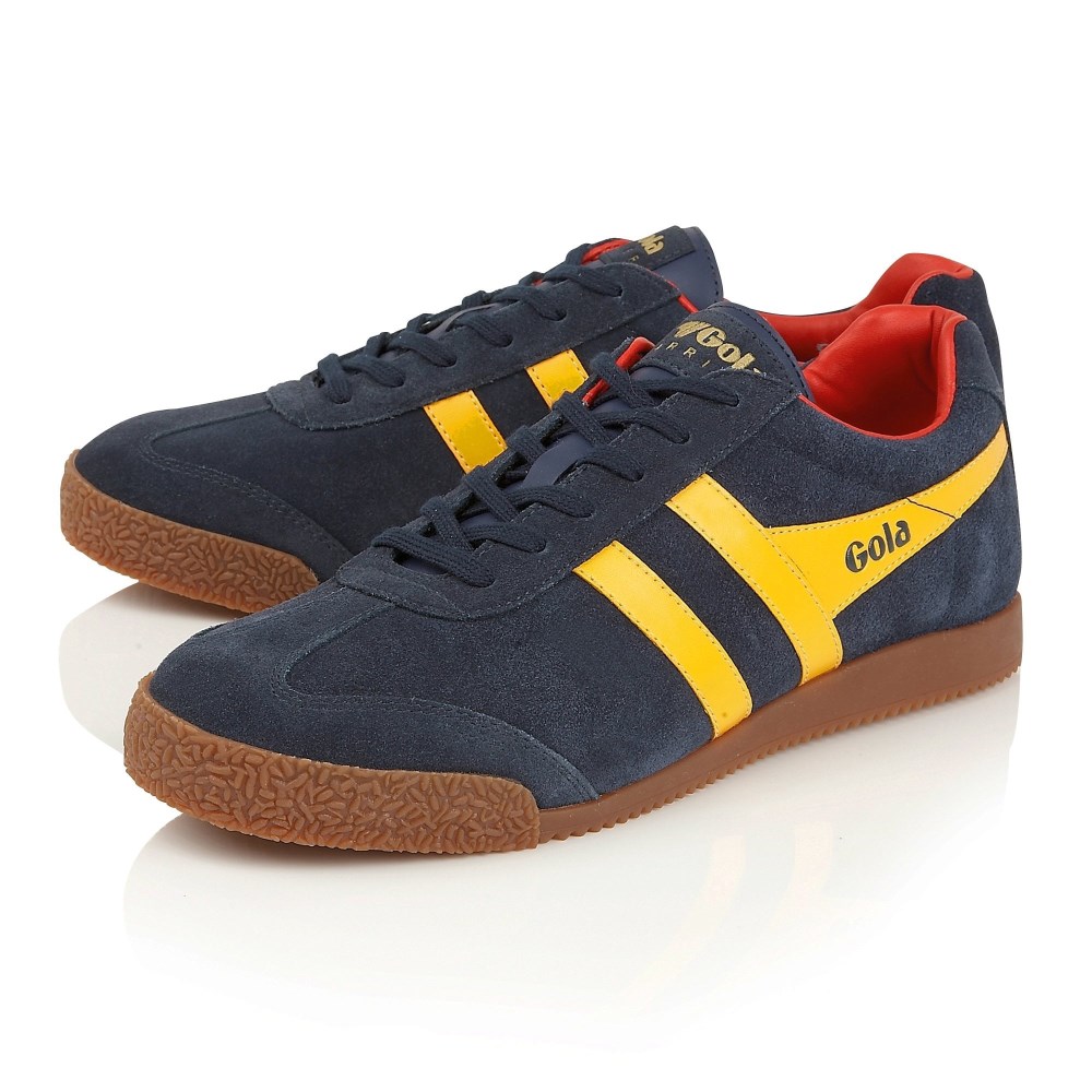 Gola Classics Women's Harrier Suede Sneakers - Navy/Sun/Red