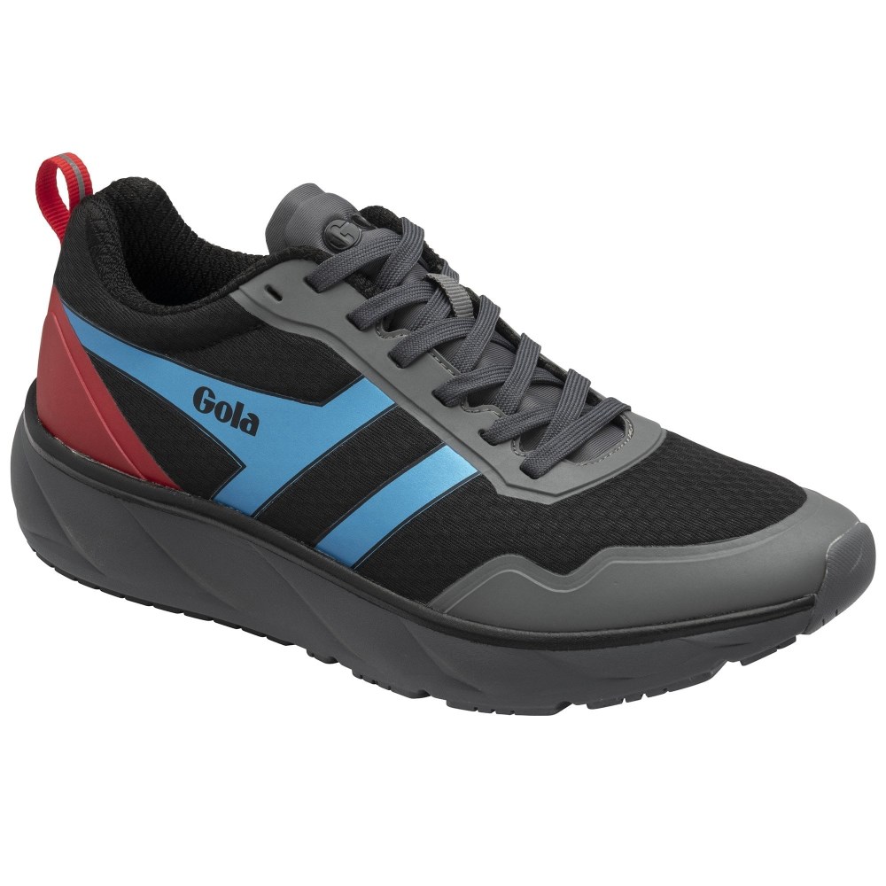 Gola Performance Men's Typhoon Sneakers - Black/Charcoal/Process Blue/Deep Red