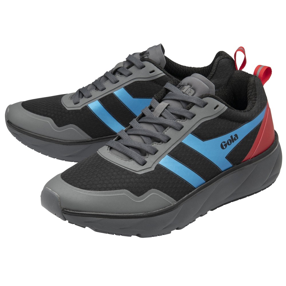Gola Performance Men's Typhoon Sneakers - Black/Charcoal/Process Blue/Deep Red