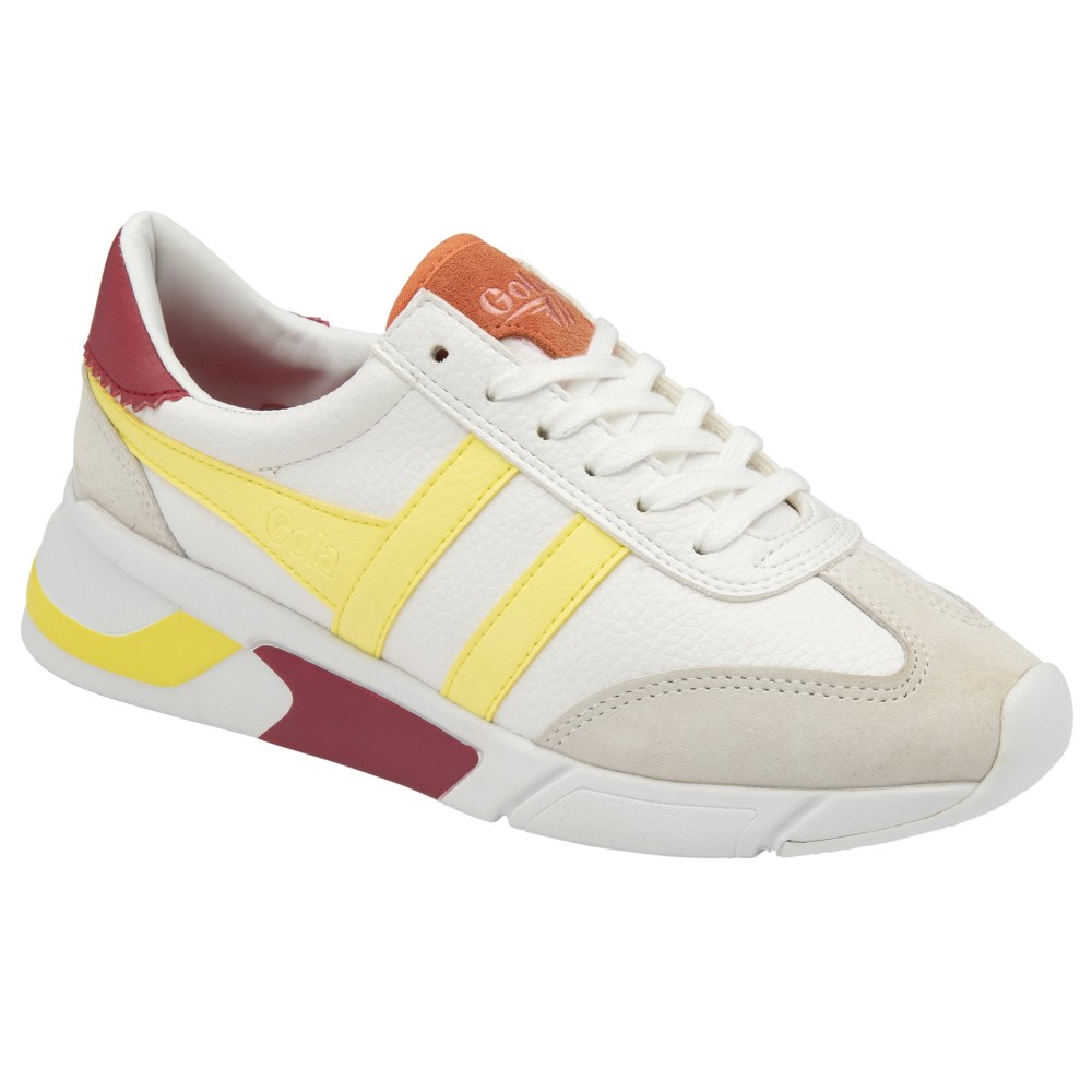 Gola Classics Women's Eclipse California Sneakers - White/Limelight/Raspberry