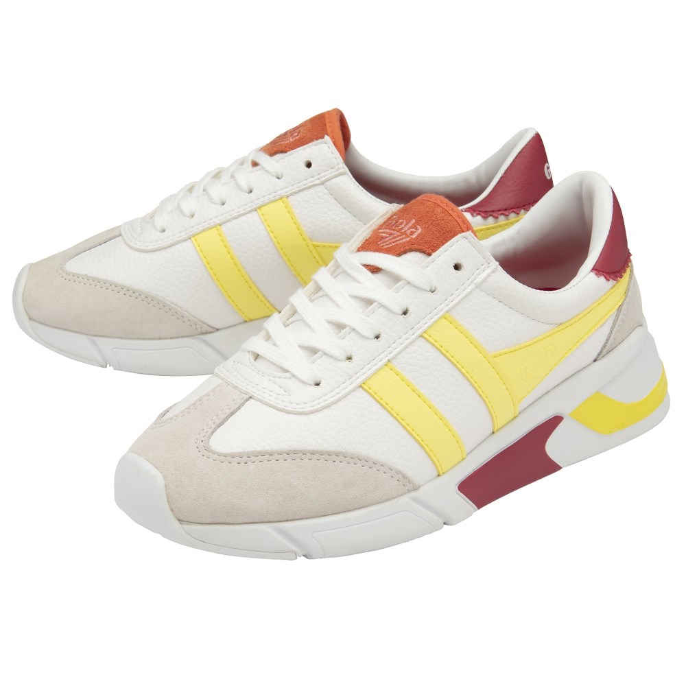 Gola Classics Women's Eclipse California Sneakers - White/Limelight/Raspberry