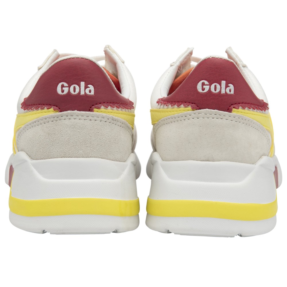 Gola Classics Women's Eclipse California Sneakers - White/Limelight/Raspberry