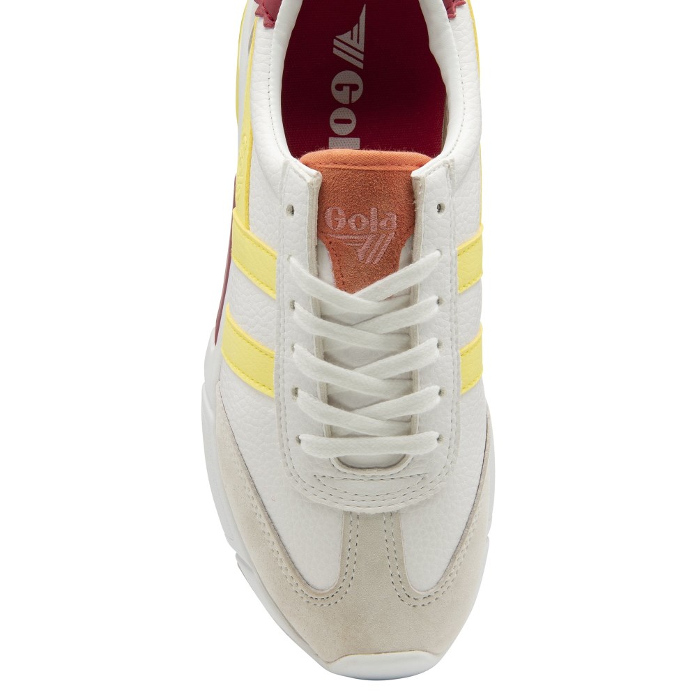 Gola Classics Women's Eclipse California Sneakers - White/Limelight/Raspberry