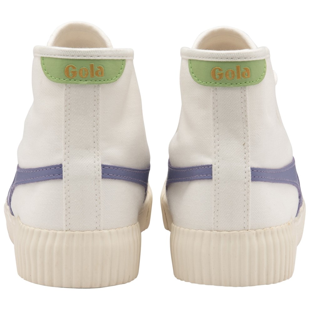 Vegan Gola Classics Women's Rally High Plimsoll Sneakers - Off White/Lavender/Patina Green