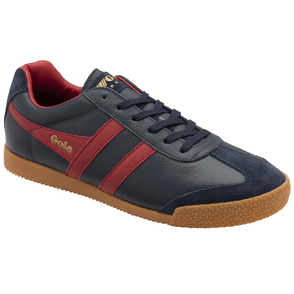 Gola Classics Men's Harrier Leather Sneakers - Navy/Deep Red/Deep Red