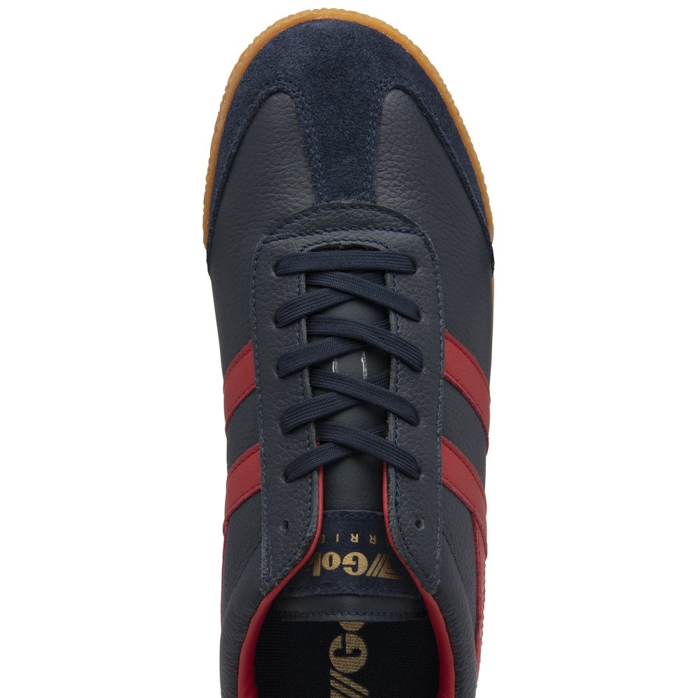 Gola Classics Men's Harrier Leather Sneakers - Navy/Deep Red/Deep Red