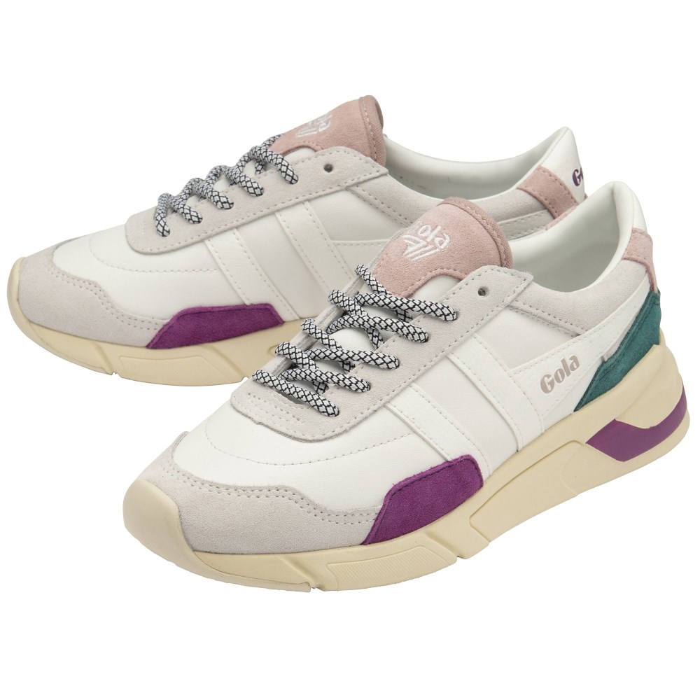 Gola Classics Women's Eclipse Trident Sneakers - White/Foxglove/Chalk Pink