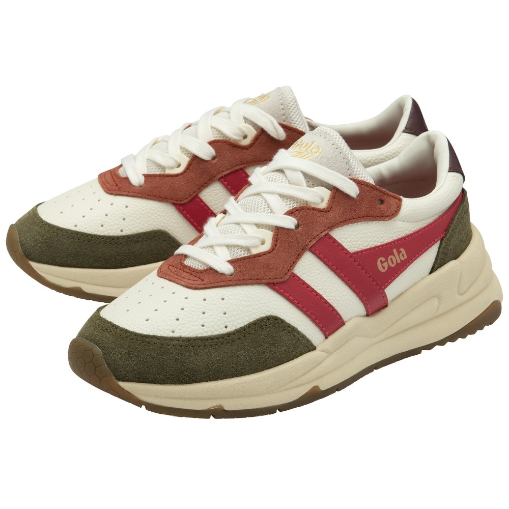 Gola Classics Women's Saturn Quadrant Sneakers - Off White/Khaki/Raspberry