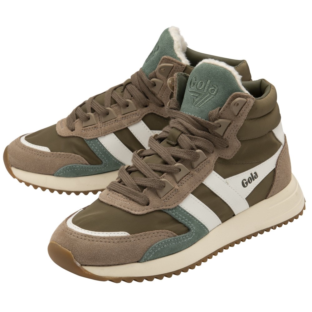 Gola Classics Women's Chicago High Sneakers - Khaki/Cappuccino/Off White