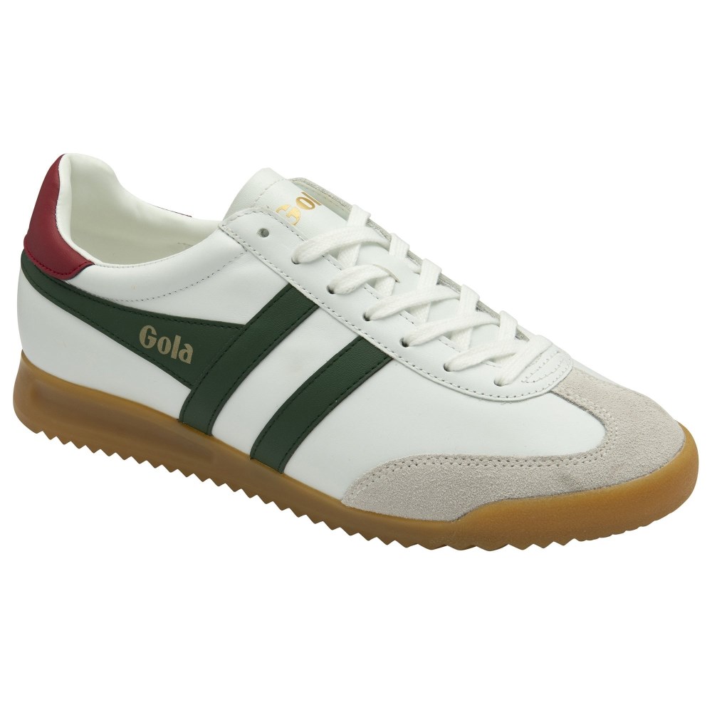 Gola Classics Men's Torpedo Leather Sneakers - White/Evergreen/Deep Red