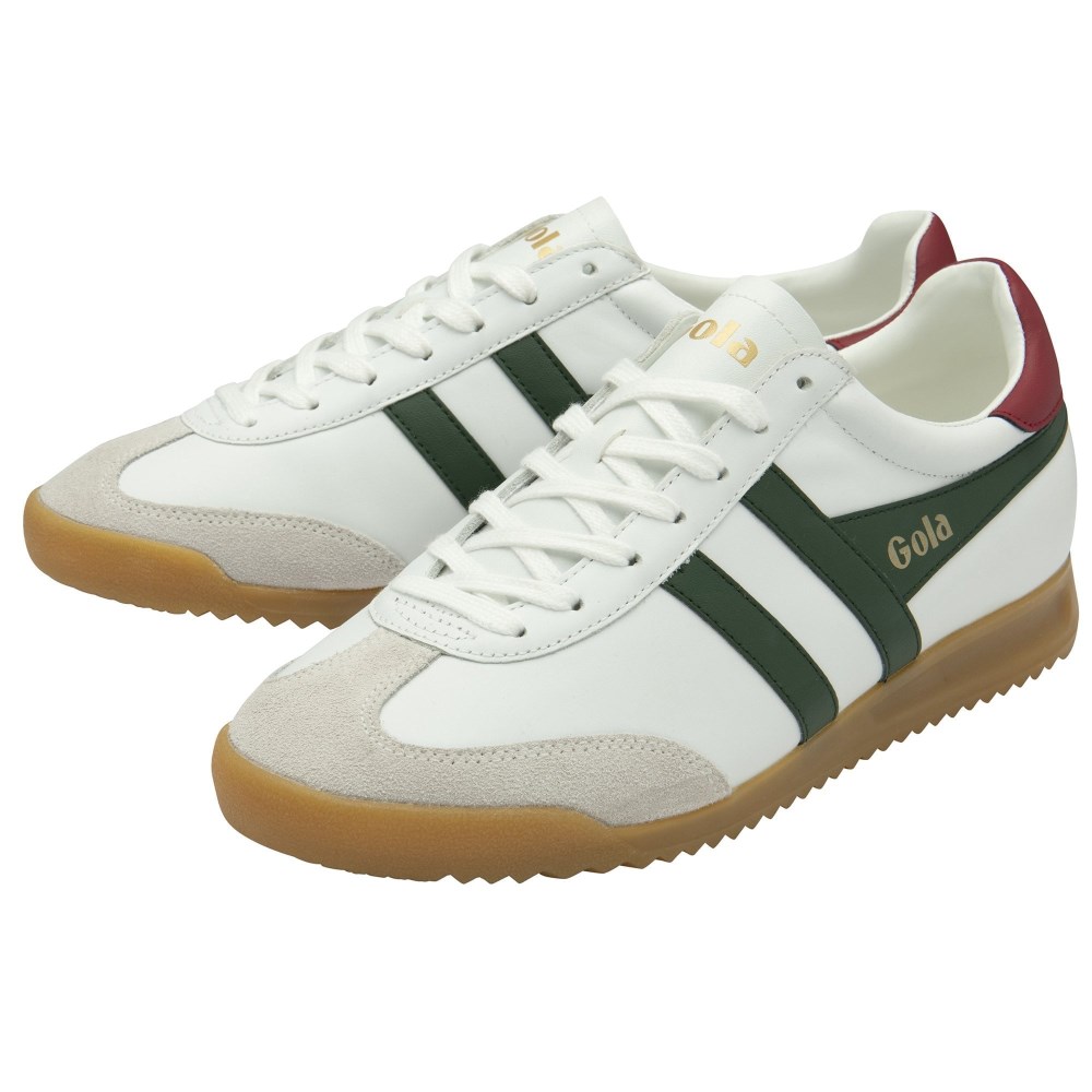 Gola Classics Men's Torpedo Leather Sneakers - White/Evergreen/Deep Red