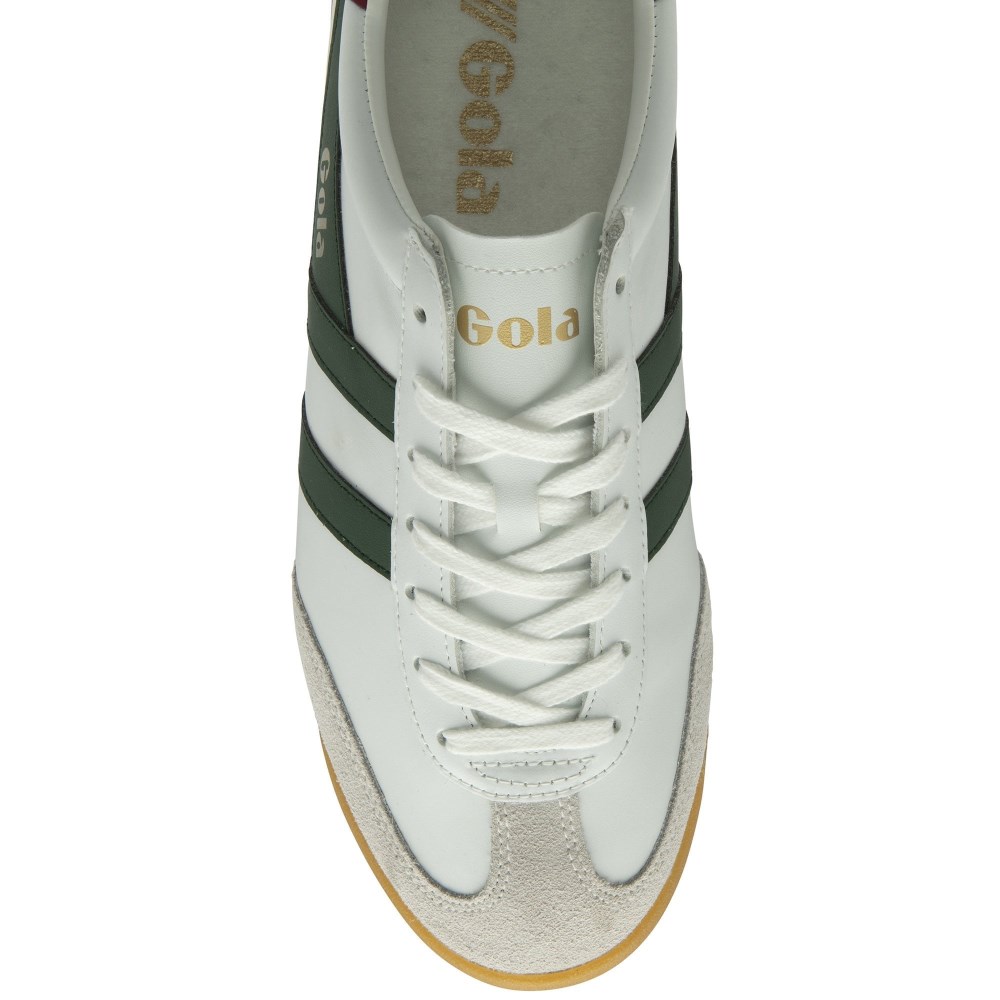 Gola Classics Men's Torpedo Leather Sneakers - White/Evergreen/Deep Red