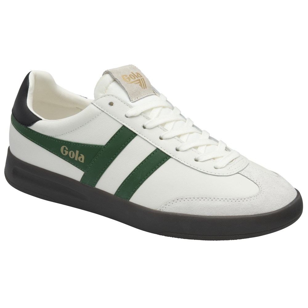 Gola Classics Men's Cyclone Leather Sneakers - White/Evergreen/Black/Dark Gum