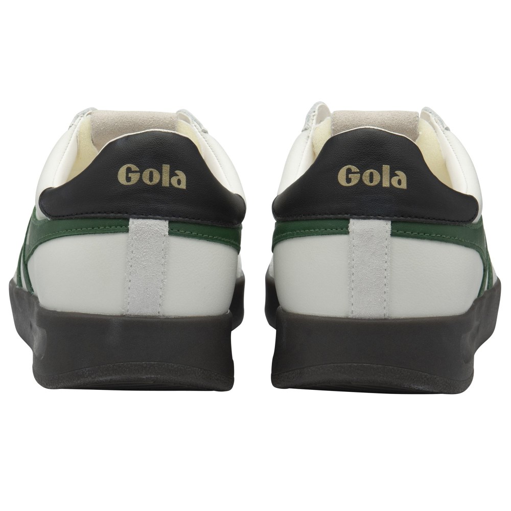Gola Classics Men's Cyclone Leather Sneakers - White/Evergreen/Black/Dark Gum