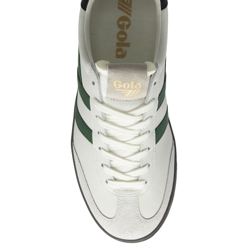 Gola Classics Men's Cyclone Leather Sneakers - White/Evergreen/Black/Dark Gum