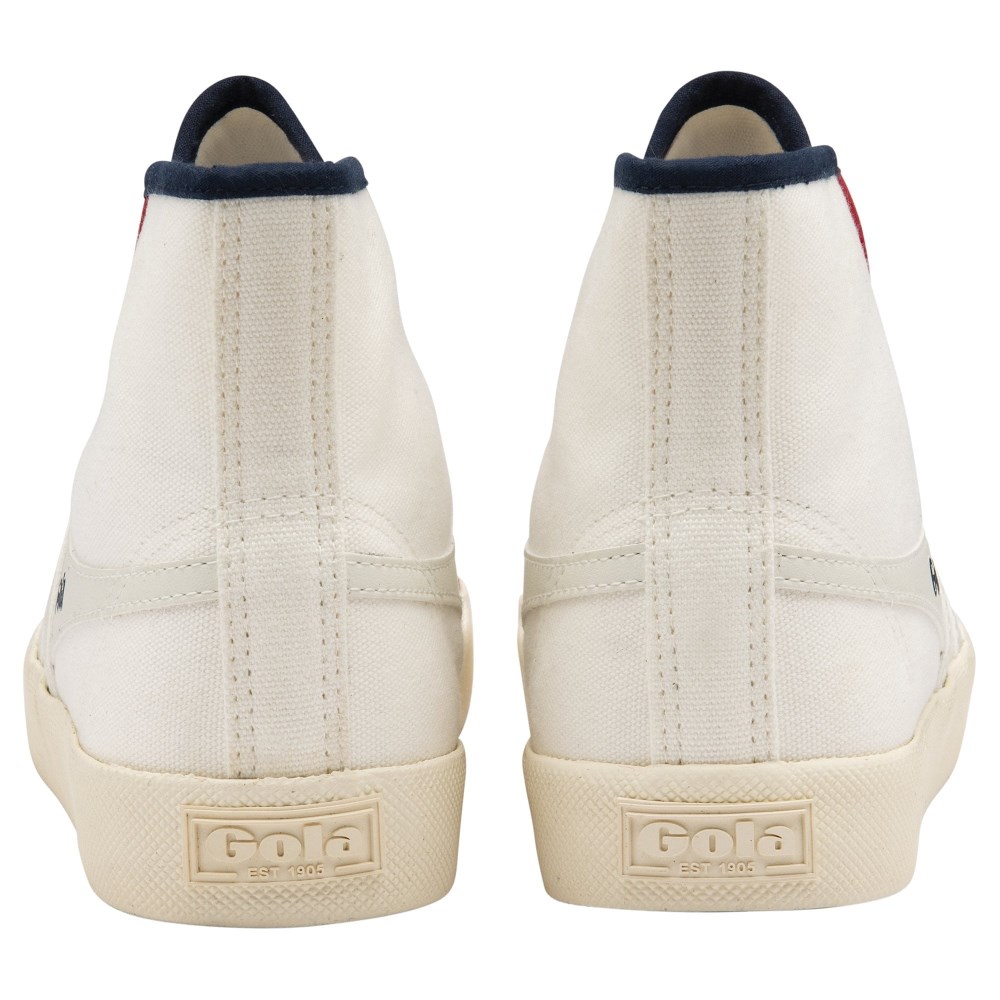 Vegan Gola Classics Women's Coaster Smash High - Off White/Navy/Deep Red