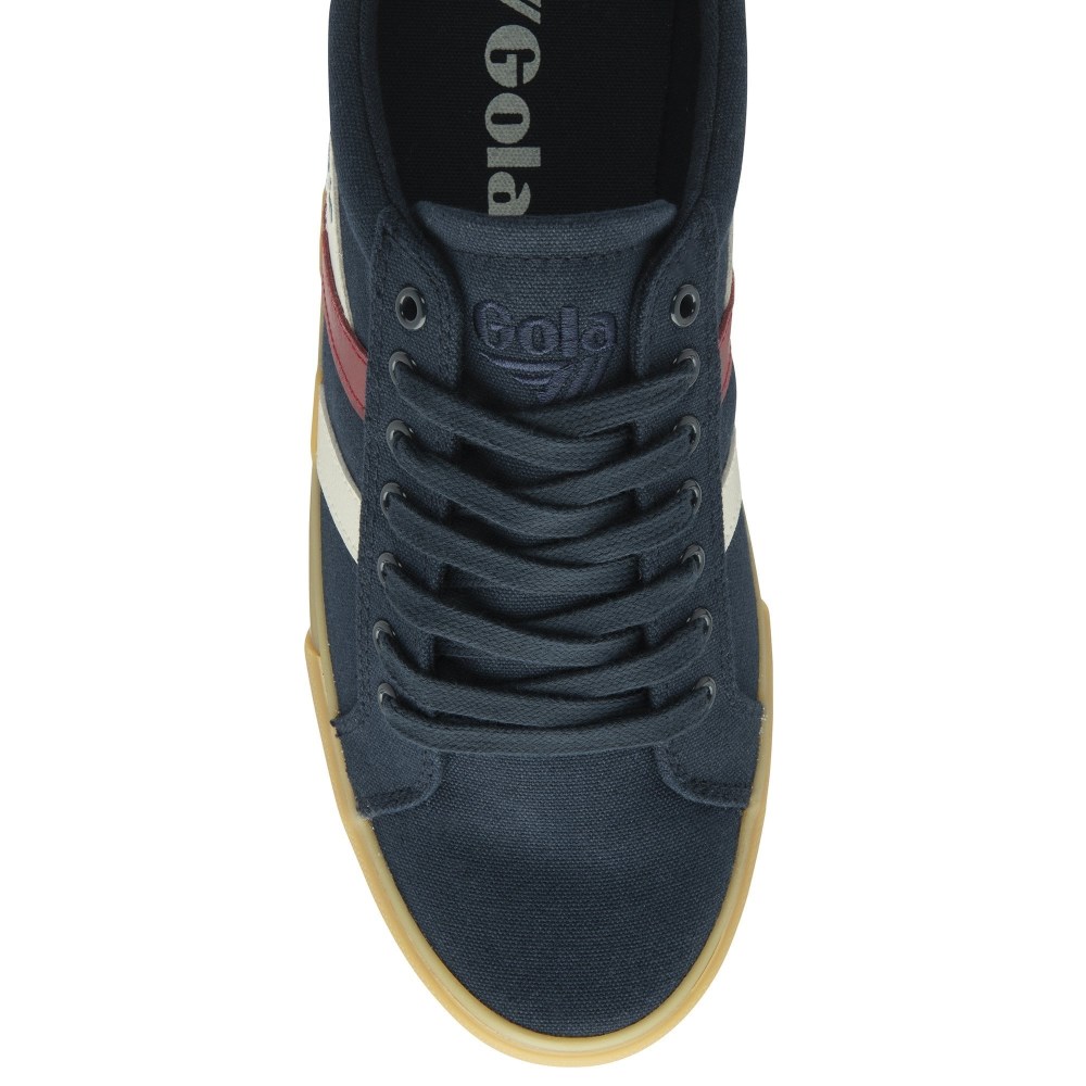 Vegan Gola Classics Men's Varsity Sneakers - Navy/Off White/Deep Red/Gum