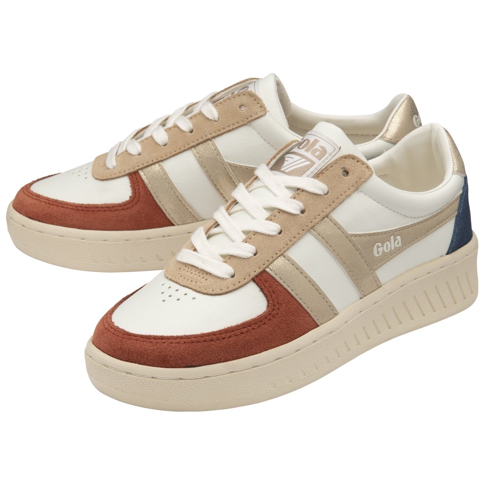 Gola Classics Women's Grandslam Quadrant Sneakers - Off White/Orange Spice/Gold/Ink