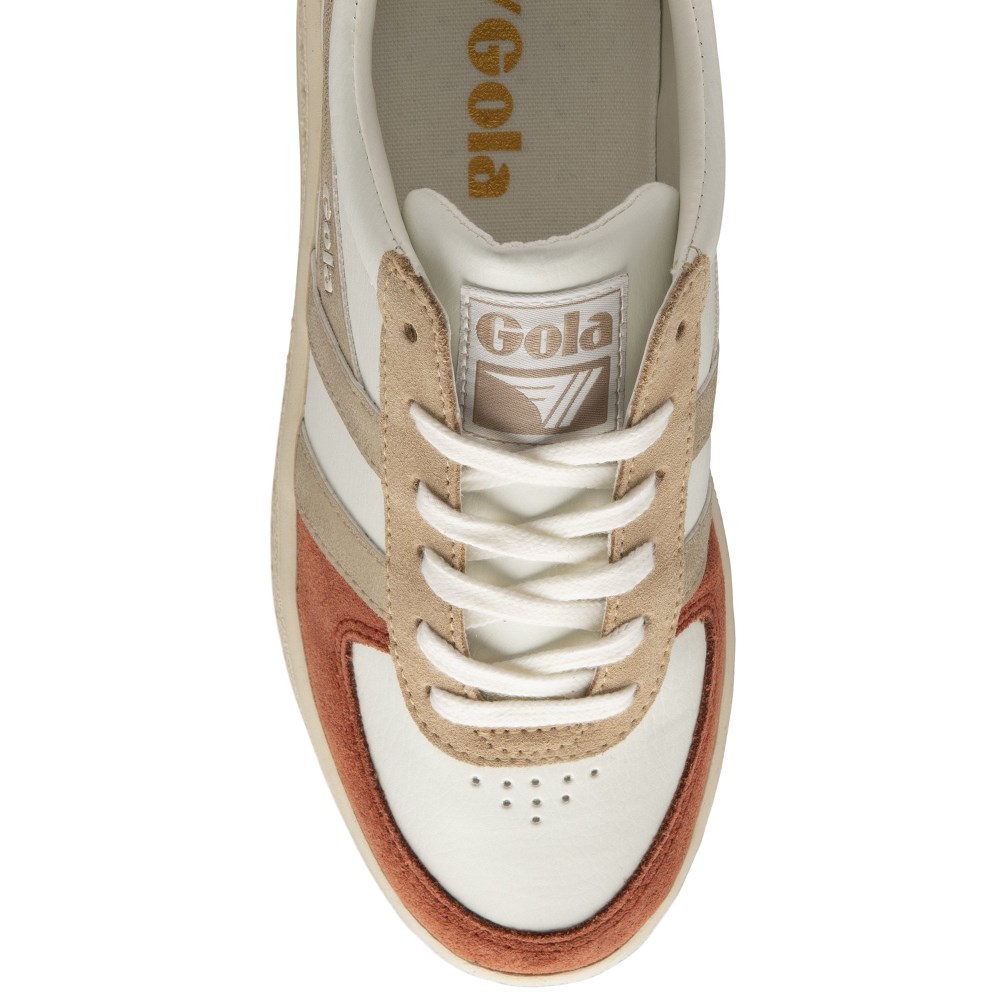 Gola Classics Women's Grandslam Quadrant Sneakers - Off White/Orange Spice/Gold/Ink