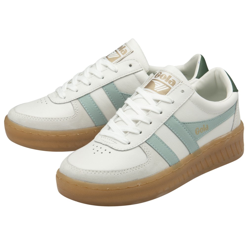 Gola Classics Women's Grandslam Elite Sneakers - White/Surf/Evergreen/Gum