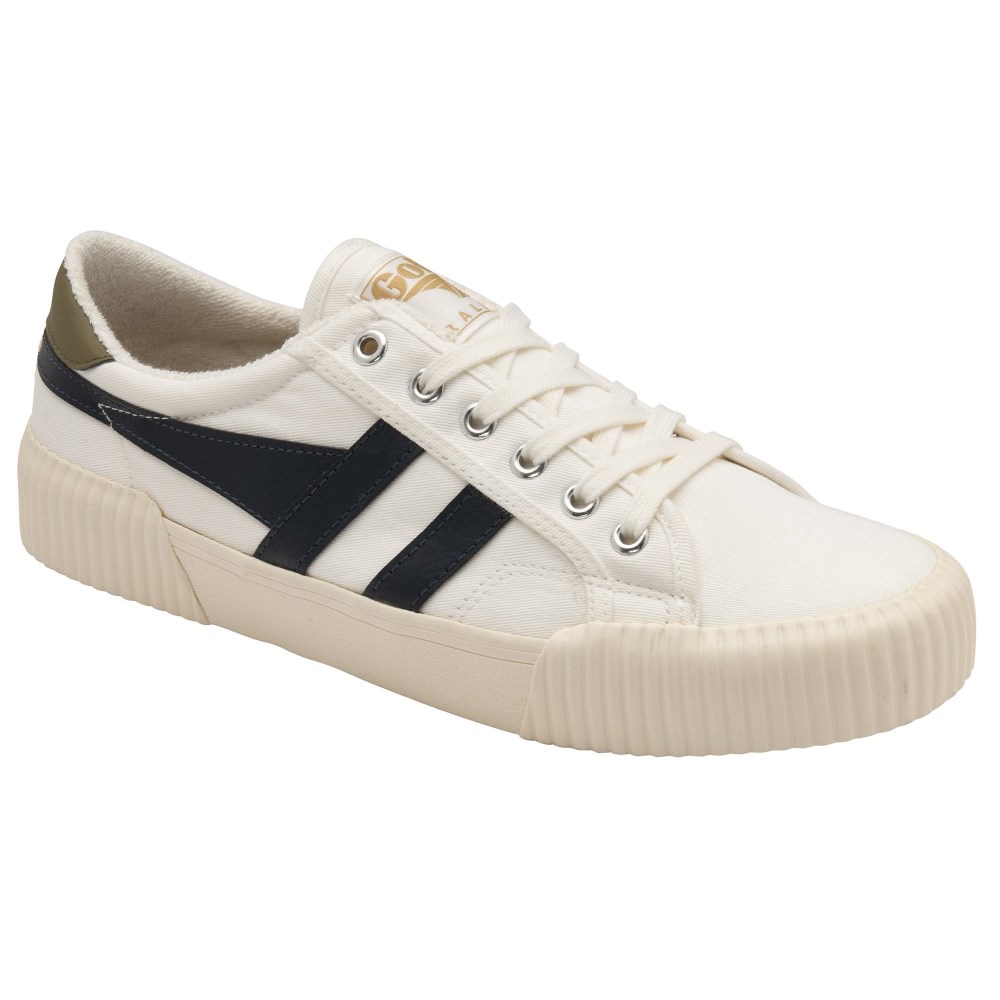 Vegan Gola Classics Men's Rally Plimsoll Sneakers - Off White/Navy/Khaki