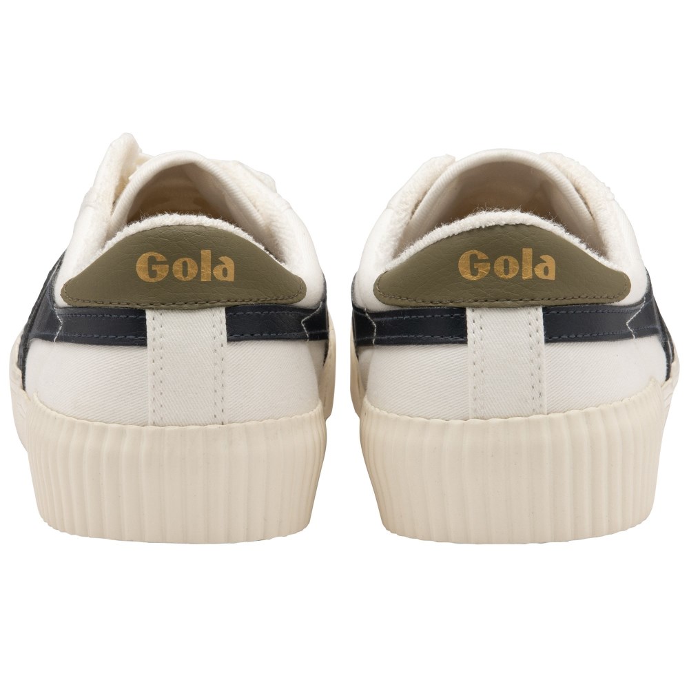 Vegan Gola Classics Men's Rally Plimsoll Sneakers - Off White/Navy/Khaki