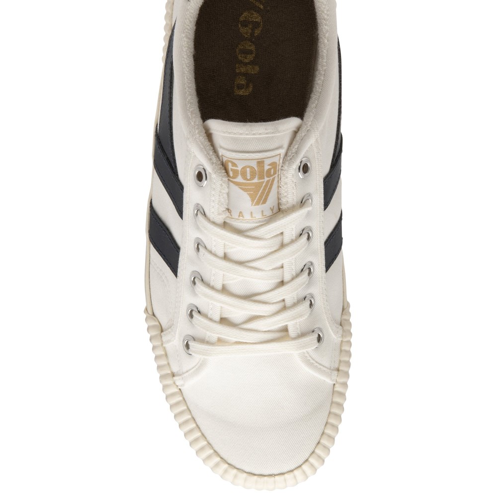 Vegan Gola Classics Men's Rally Plimsoll Sneakers - Off White/Navy/Khaki