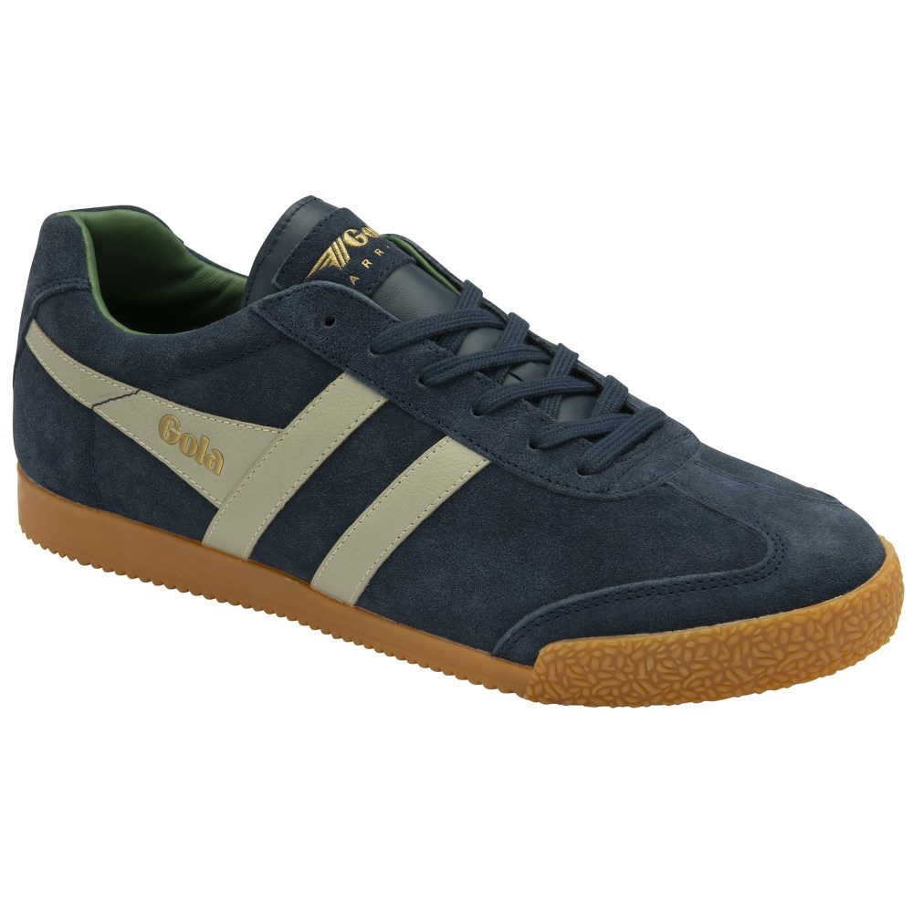 Gola Classics Men's Harrier Suede Sneakers - Navy/Feather Grey/Evergreen