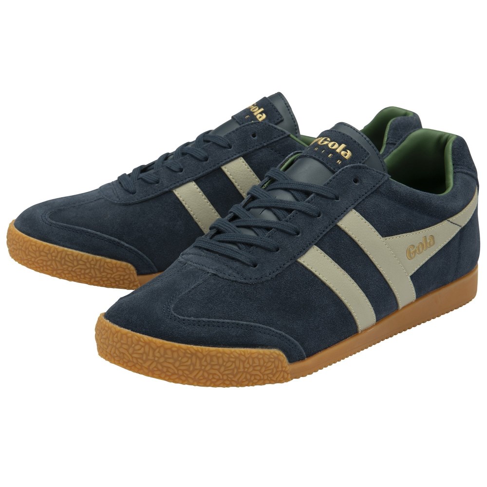 Gola Classics Men's Harrier Suede Sneakers - Navy/Feather Grey/Evergreen