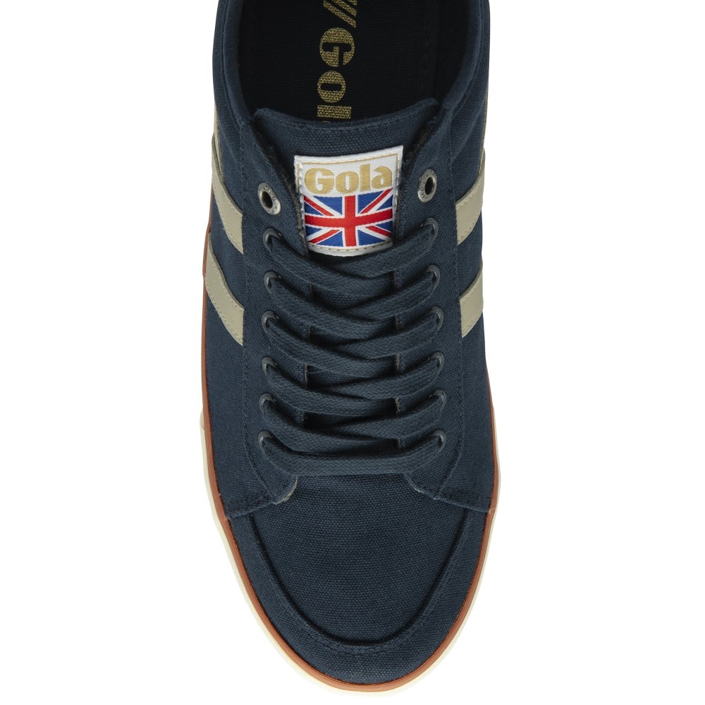 Vegan Gola Classics Men's Comet Plimsoll Sneakers - Navy/Feather Grey/Moody Orange