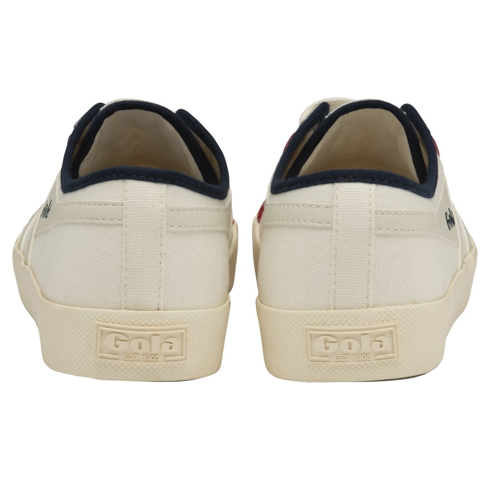 Vegan Gola Classics Women's Coaster Smash - Off White/Navy/Deep Red
