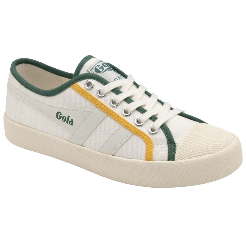 Vegan Gola Classics Women's Coaster Smash - Off White/Dark Green/Sun
