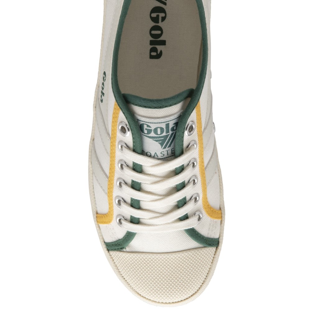 Vegan Gola Classics Women's Coaster Smash - Off White/Dark Green/Sun