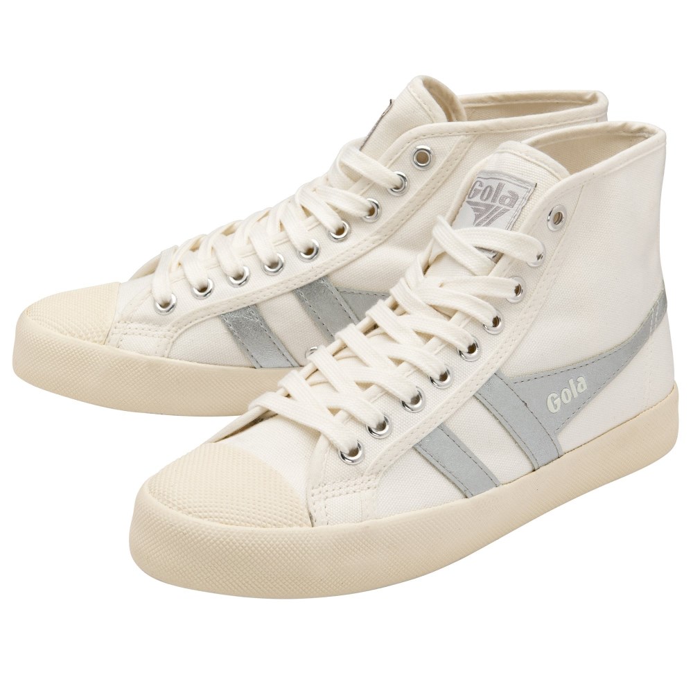 Vegan Gola Classics Women's Coaster Flame High - Off White/Silver
