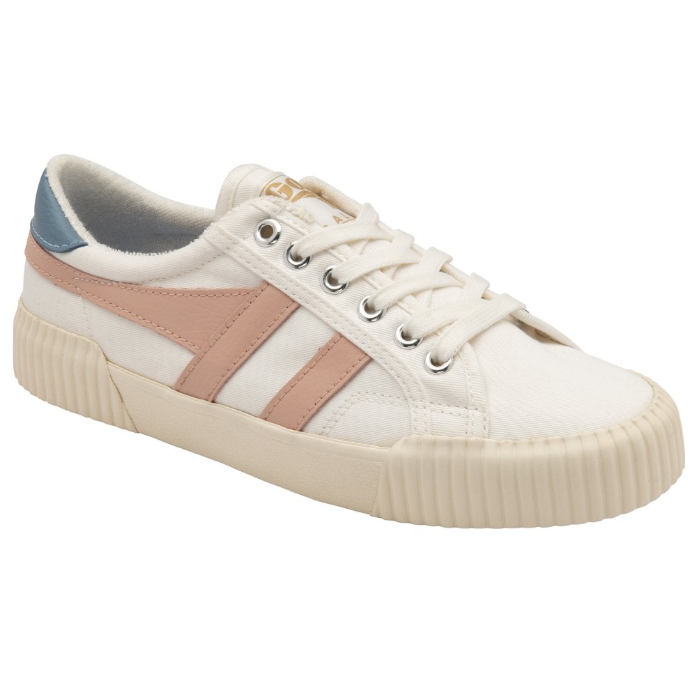 Vegan Gola Classics Women's Rally Plimsoll Sneakers - Off White/Pearl Pink/Iceberg
