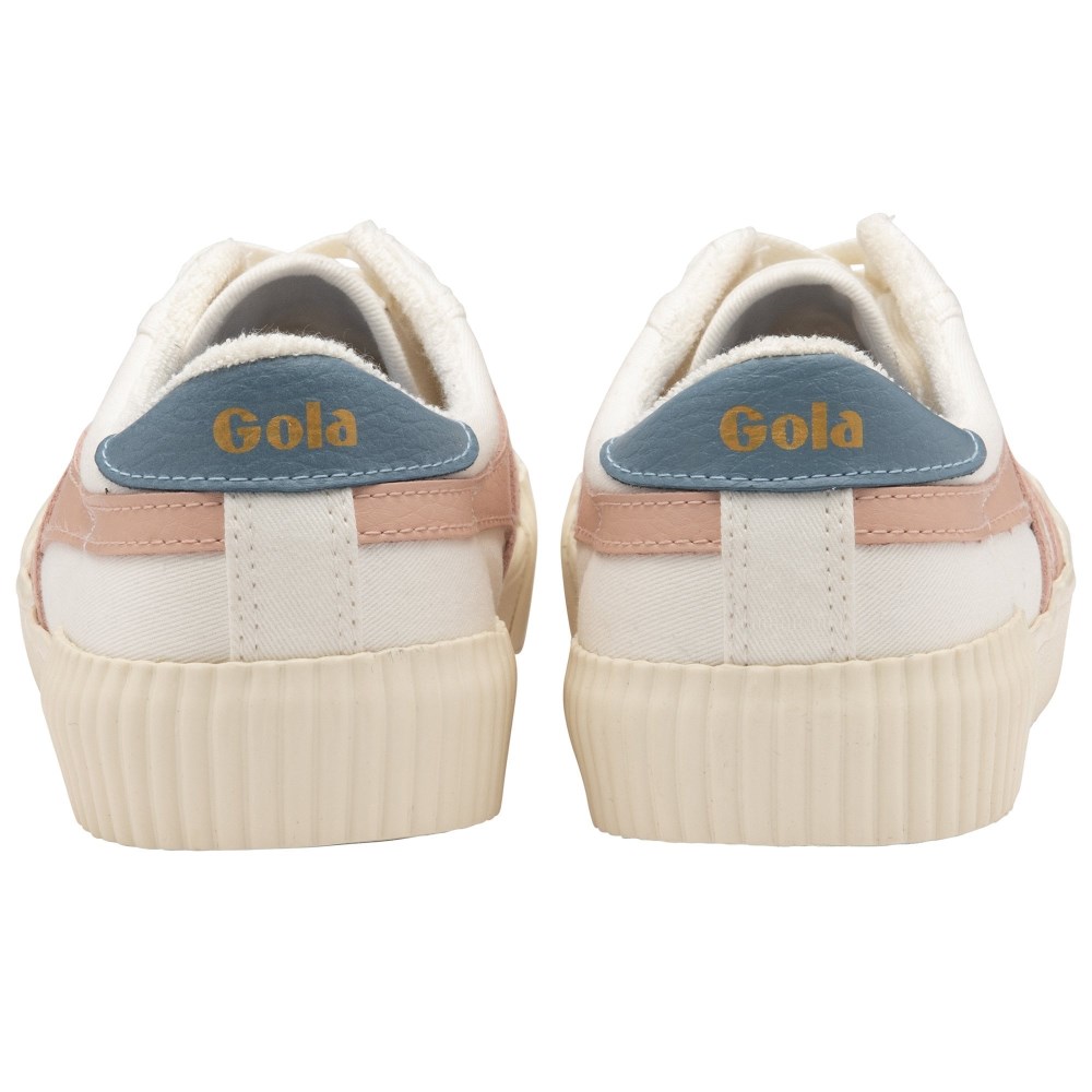 Vegan Gola Classics Women's Rally Plimsoll Sneakers - Off White/Pearl Pink/Iceberg