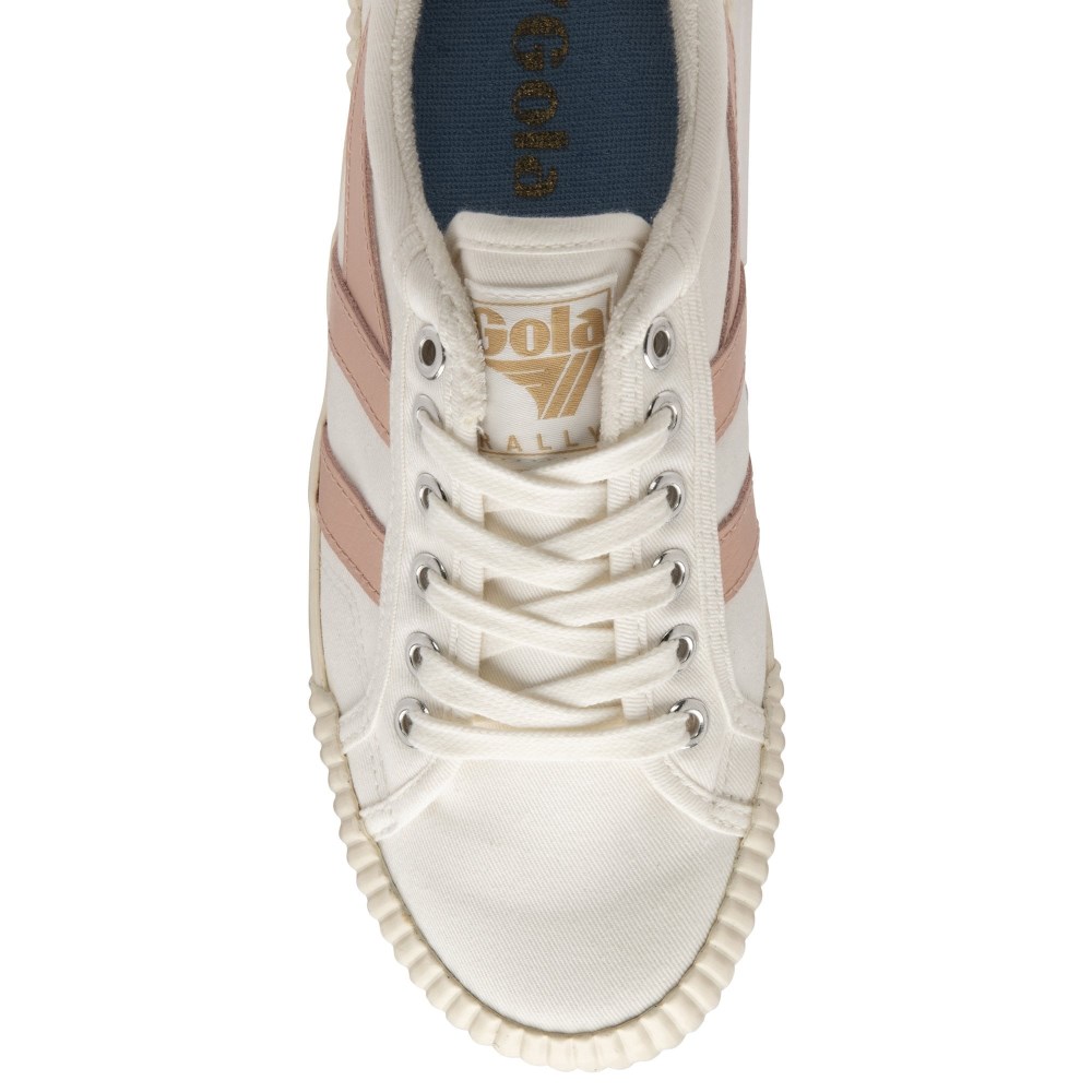 Vegan Gola Classics Women's Rally Plimsoll Sneakers - Off White/Pearl Pink/Iceberg