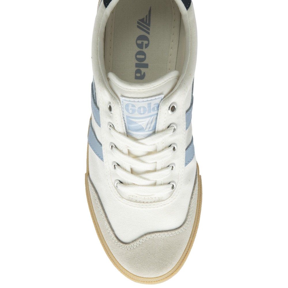 Gola Classics Women's Badminton Plimsoll Sneakers - Off White/Air/Navy/Gum