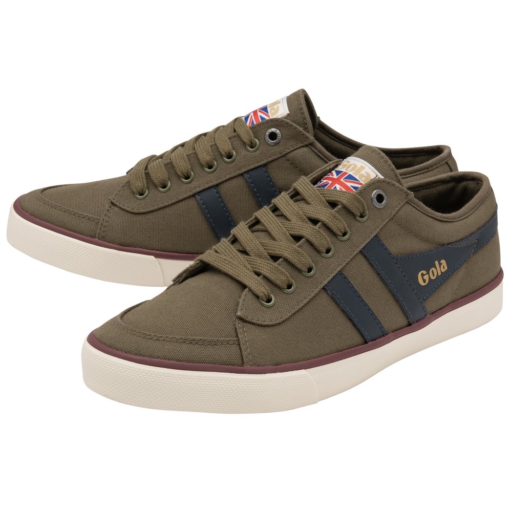 Vegan Gola Classics Men's Comet Plimsoll Sneakers - Khaki/Navy/Burgundy