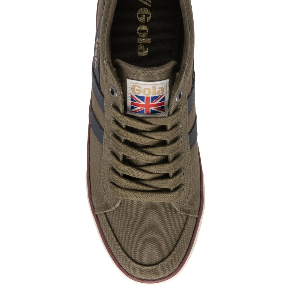 Vegan Gola Classics Men's Comet Plimsoll Sneakers - Khaki/Navy/Burgundy