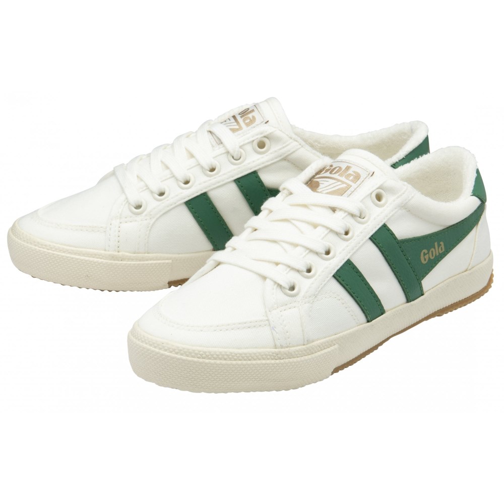Vegan Gola Classics Women's Stratus Plimsoll Sneakers - Off White/Emerald