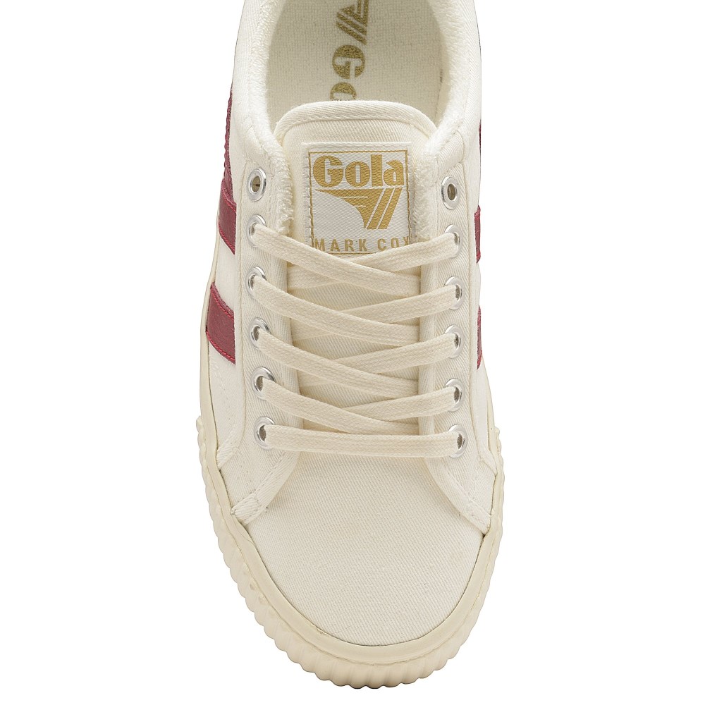Vegan Gola Classics Women's Tennis Mark Cox Sneakers - Off White/Deep Red