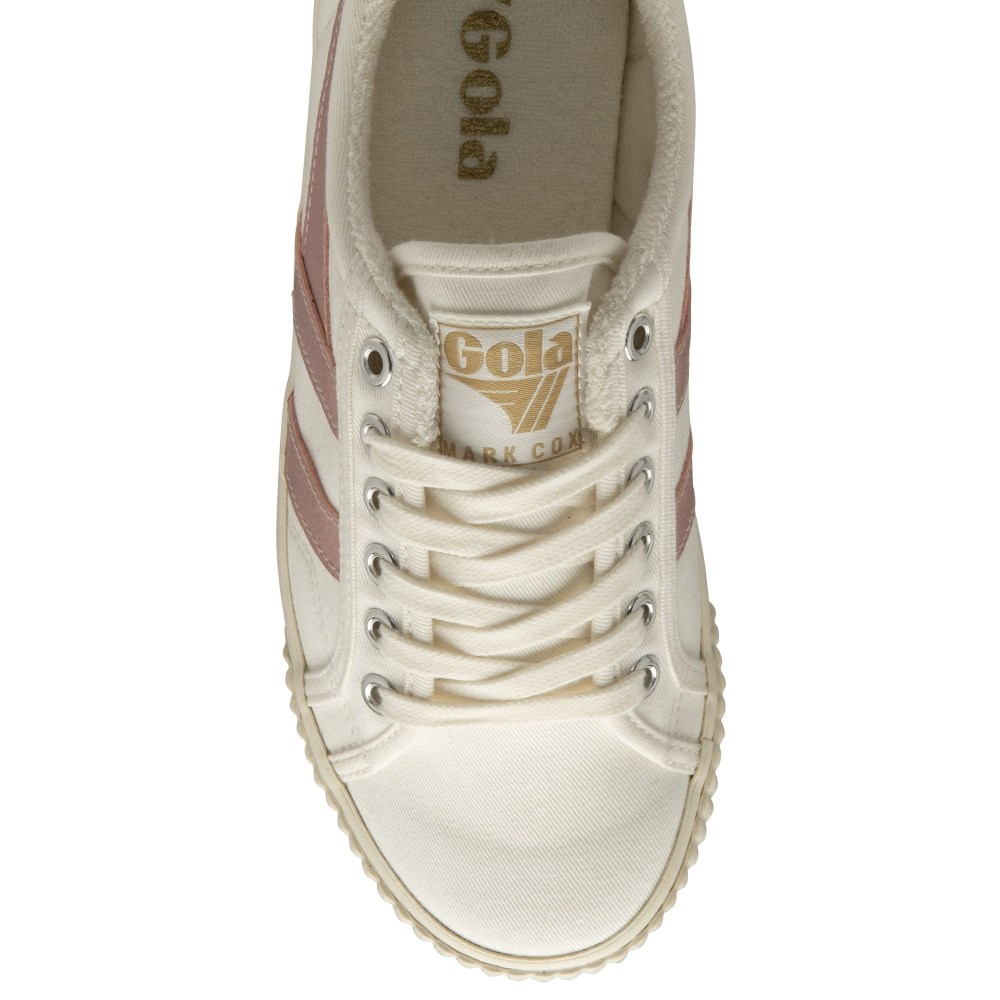 Vegan Gola Classics Women's Tennis Mark Cox Sneakers - Off White/Chalk Pink